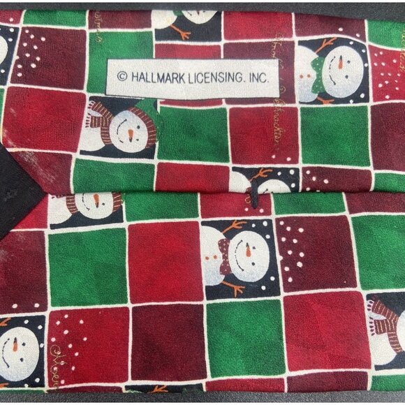 Hallmark Mens Neck Tie Christmas Snowman Red Green Novelty Holidays 56" Gift - Picture 5 of 8